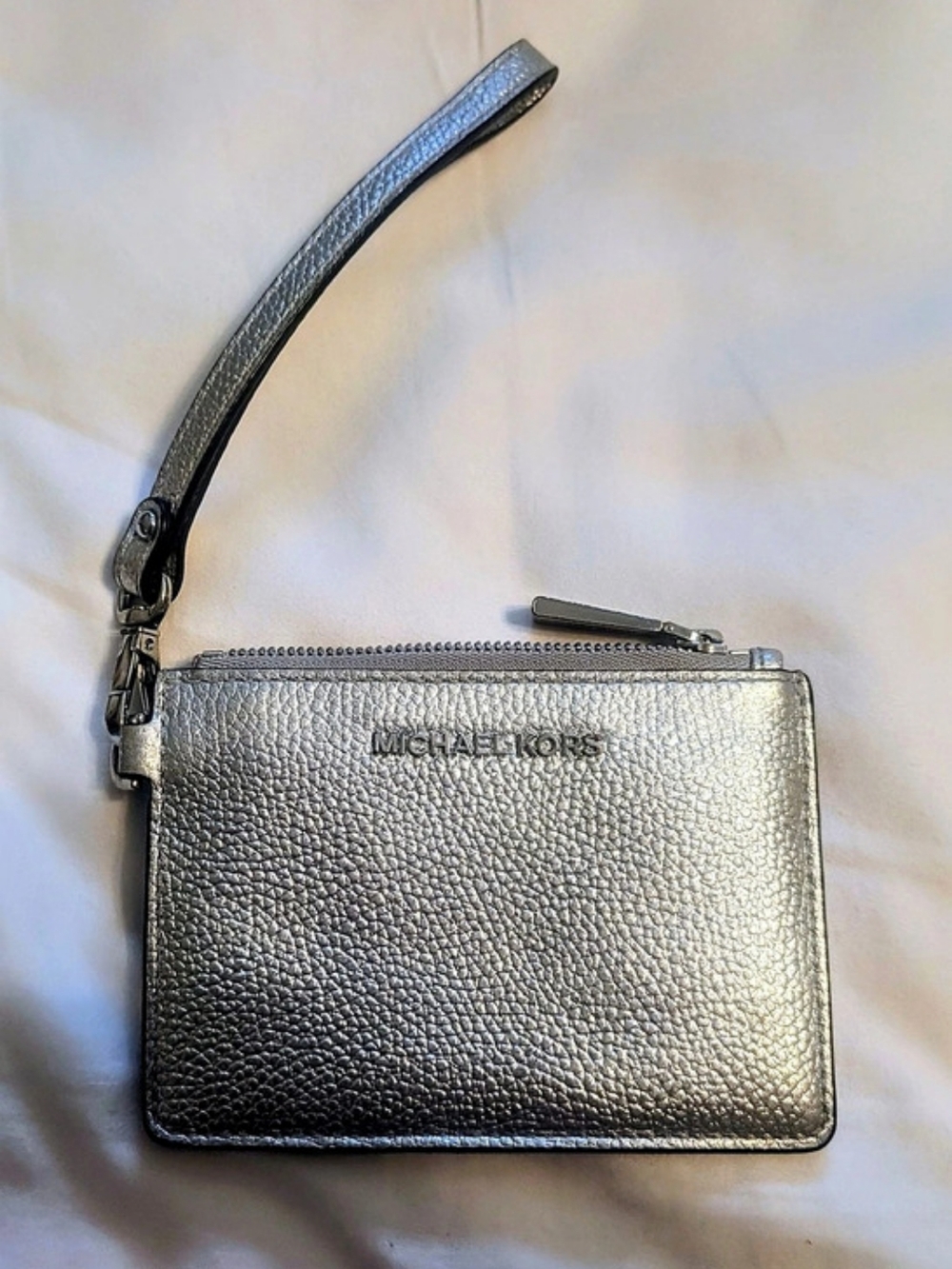 MICHAEL KORS Jet Set Small Coin Purse Silver Wristlet